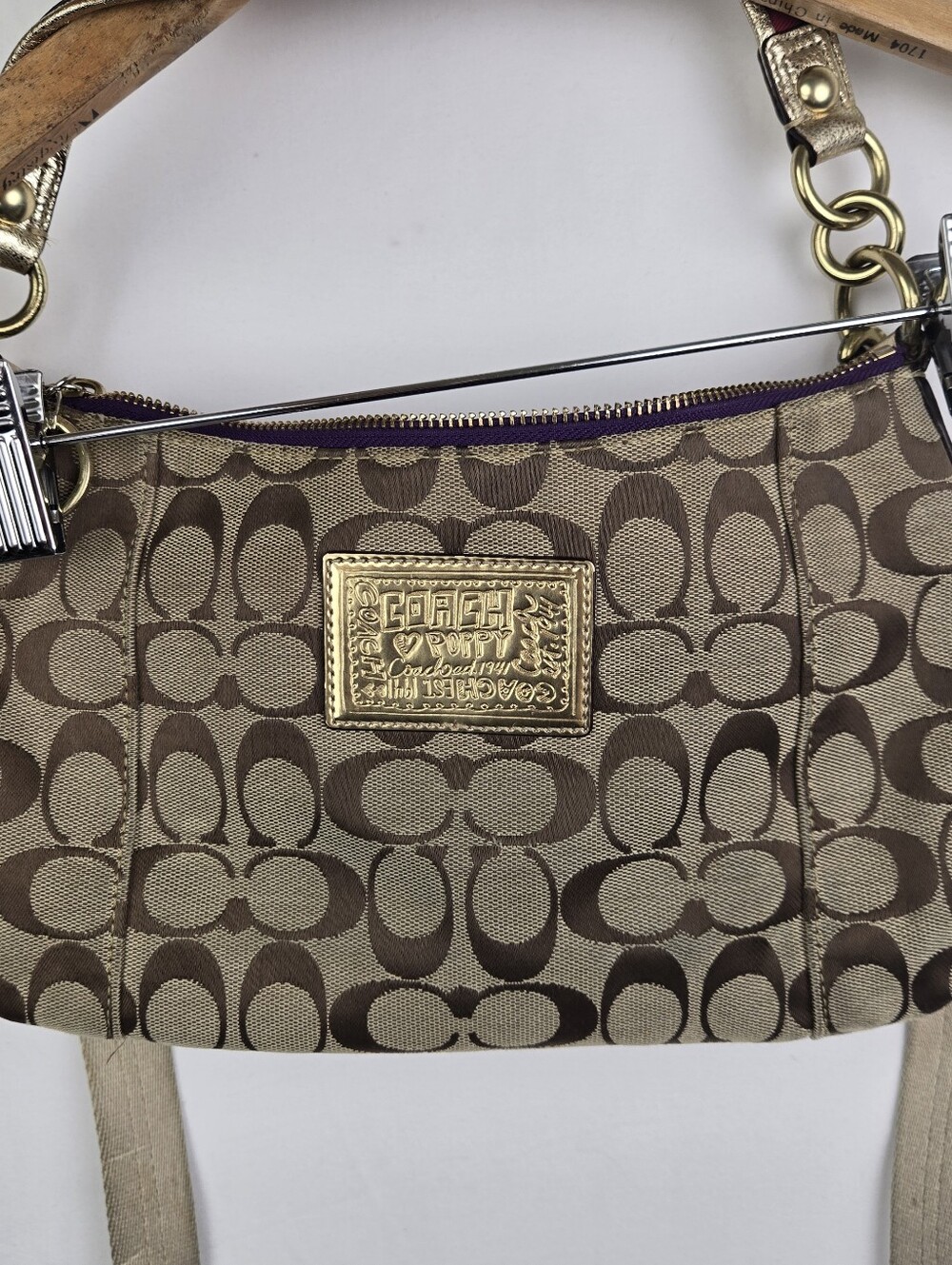 Coach Poppy Appliqué Khaki Signature 15880 Bag - Picture 6 of 16